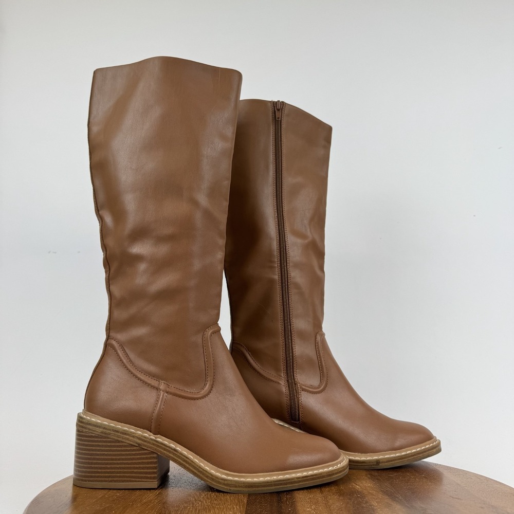 Womens Steven New York‎ Calda Brown Faux Leather Knee High Riding Boots Size 9 M